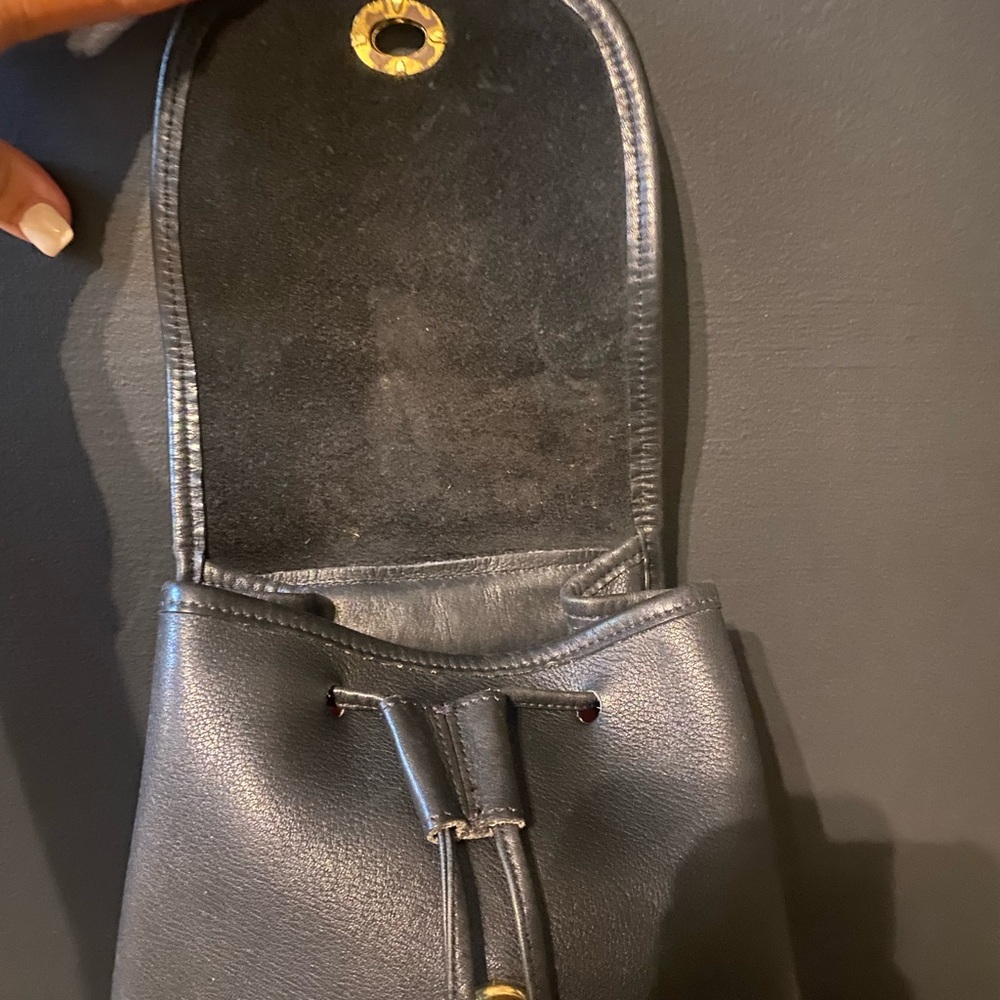 VINTAGE Coach turnlock mini black leather backpack top handle adjustable string - Picture 5 of 16